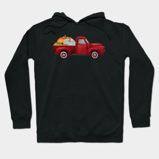 Red pick up truck & pumpkins Hoodie